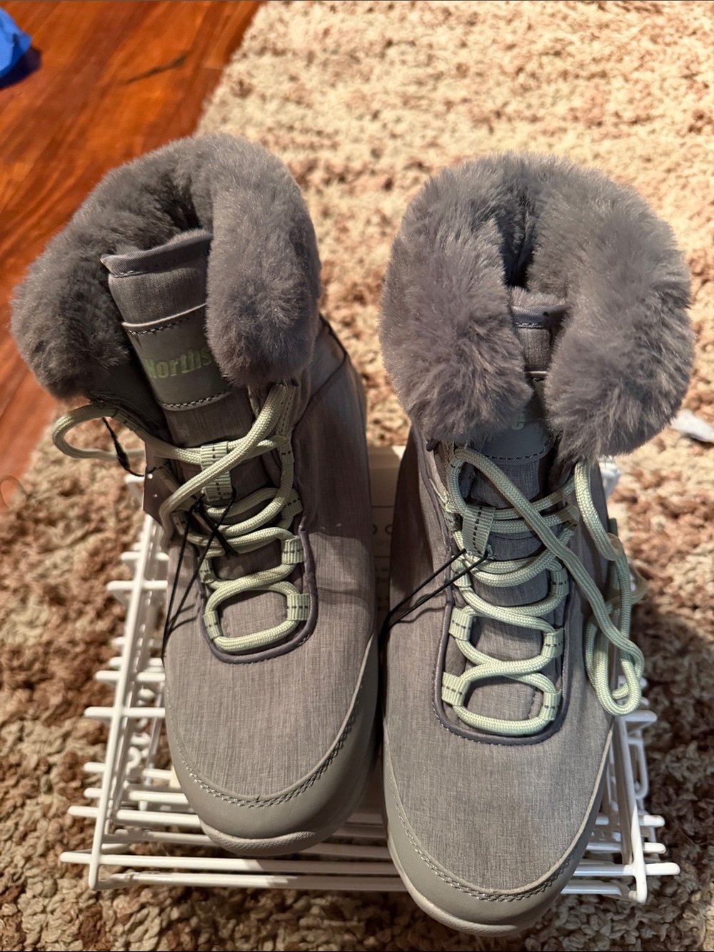 Northside Women Gray Fauxt-Fur Lined Lace-Up Winter Boots